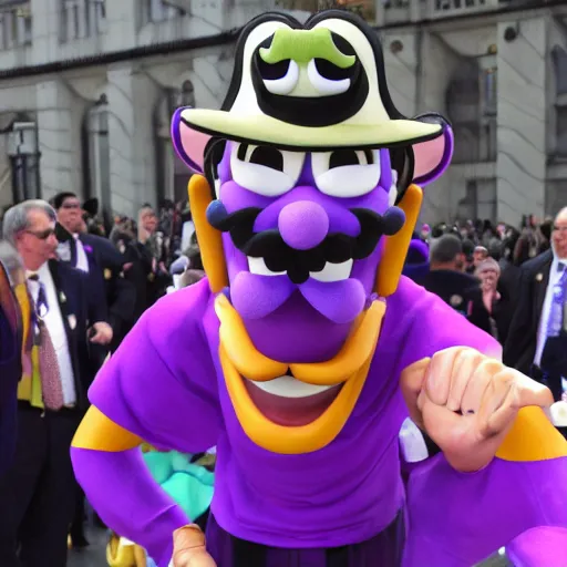 Image similar to president waluigi, 2 0 1 7, still, photograph, photo