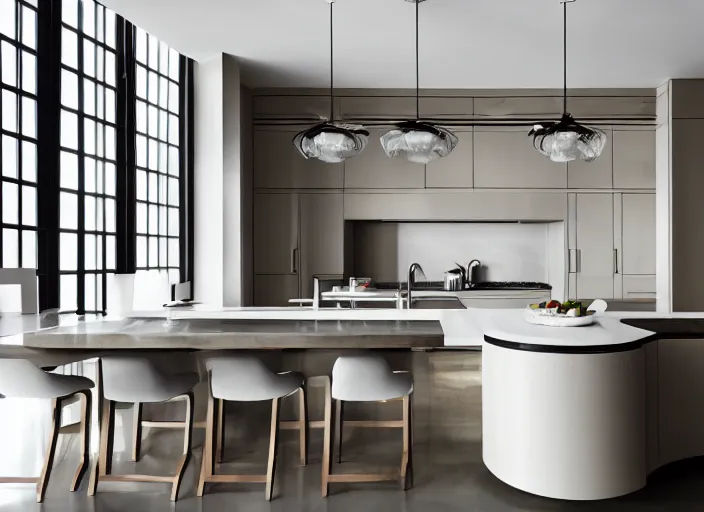 Prompt: a high end luxury kitchen designed by tomma abts, interior design magazine photography