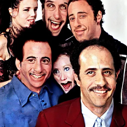 Prompt: cast of seinfeld, rolling stone magazine mid 1 9 9 0 s