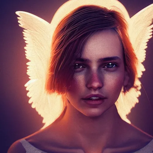 Prompt: closeup portrait art of female angel, art by alessio albi 8 k ultra realistic, angel wings, lens flare, atmosphere, glow, detailed, intricate, full of colour, led lighting, trending on artstation, 4 k, hyperrealistic, focused, extreme details, unreal engine 5, masterpiece