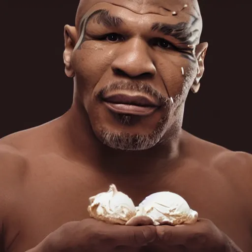 Prompt: Mike Tyson eating ice cream digital art 4K quality super realistic