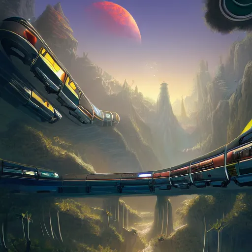 Prompt: a beautiful matte painting of a scifi monorail, tunnel below cybercity, by tyler edlin, trending on artstation