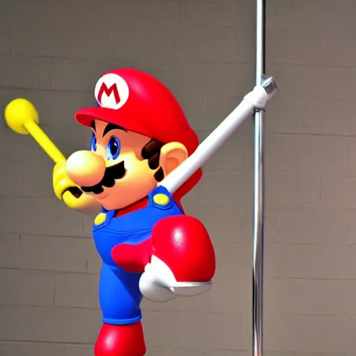 Prompt: mario as a pole dancer