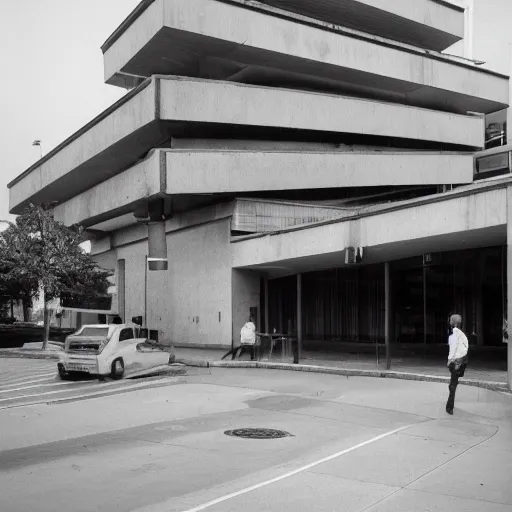 Prompt: mcdonald's brutalist architecture