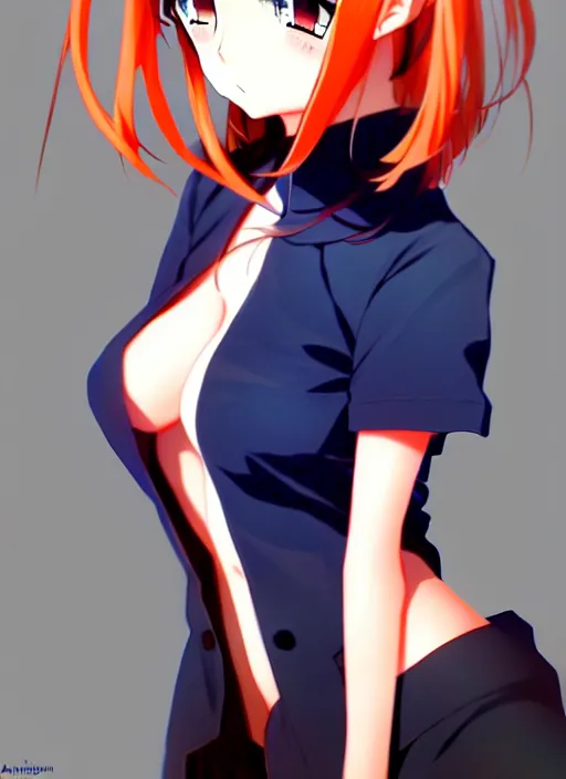 Image similar to anime portrait of a beautiful woman, blue - orange eyes, long hair, ilya kuvshinov, black clothing, anime, pixiv top monthly, trending on artstation, cinematic, danbooru, zerochan art, kyoto animation