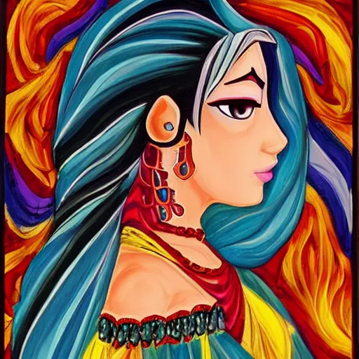 Image similar to side_profile_centered_painted_portrait_Maya_Ali_as_a_storm_sorcerer_colourful_pretty_face_intricate_eyes_beautiful_elegant_Animeby - H704 - C14.0