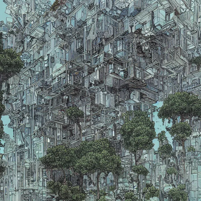 Image similar to a building in a landscape, by james jean