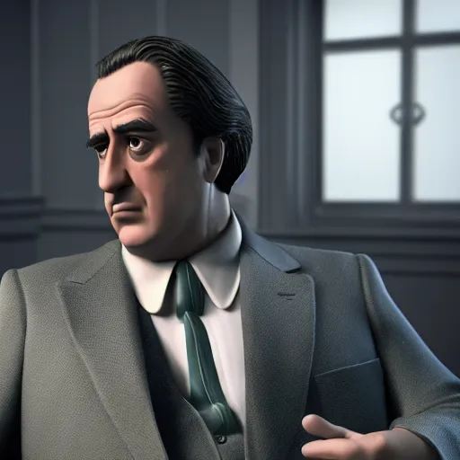 Image similar to don corleone as a pixar character : : unreal engine, octane render, 3 d render, photo - realistic, cg, visualisation, 4 k