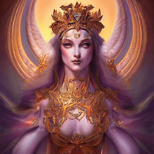 Prompt: digital painting of goddess of illusion by filipe pagliuso and justin gerard, symmetric, fantasy, highly, detailed, realistic, intricate