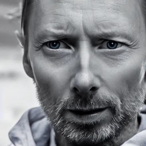 Prompt: Live Action Still of Thom Yorke in Breaking Bad, real life, hyperrealistic, ultra realistic, realistic, highly detailed, epic, HD quality, 8k resolution, body and headshot, film still