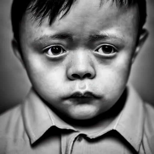 Image similar to portrait of down syndrome kevin gates sharp focus, shallow depth of field, 4 k editorial photograph, soft lighting, blank background