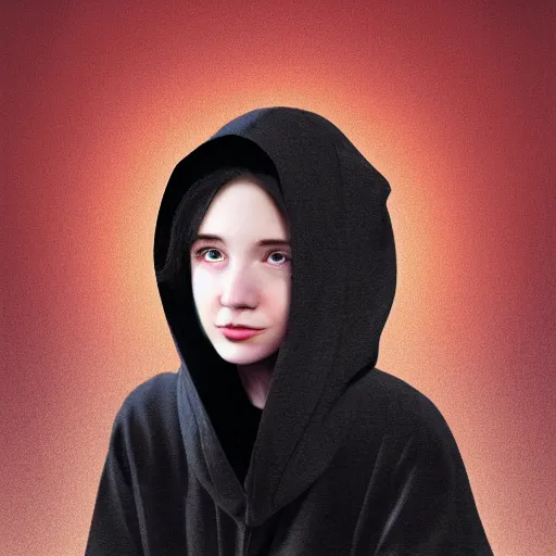 Image similar to a matte painting of a pale young girl in a black hoodie and black hair with a cat by frank lloyd wright and zaha hadid torch volume light stylized illustration digital airbrush painting, 3 d rim light, hyperrealistic masterpiece, artstation, cgsociety, kodakchrome, golden ratio