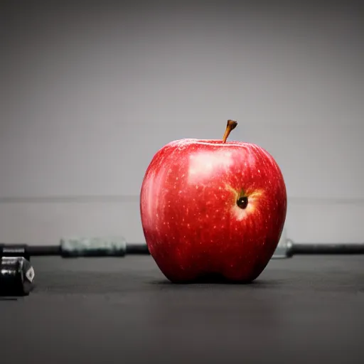 Prompt: an apple doing CrossFit, super detailed, hd image