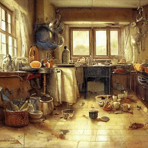 Image similar to a messy kitchen by aertsen pieter