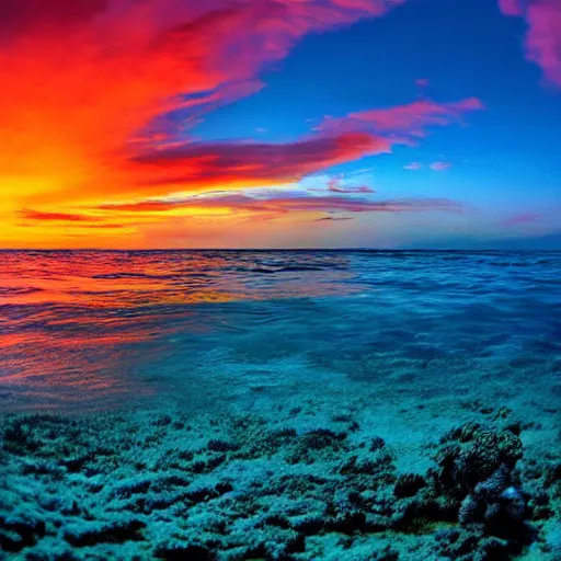 Prompt: a sunset under the sea