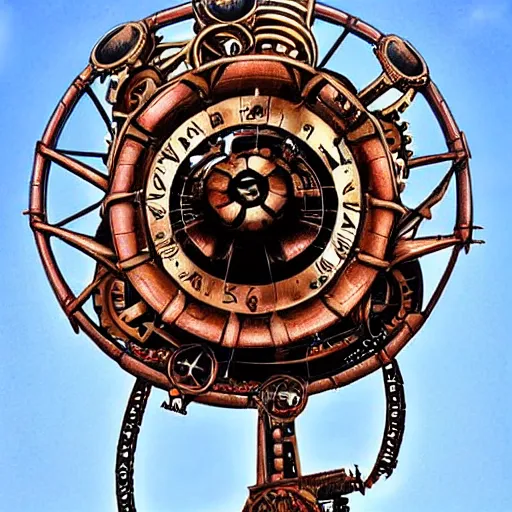 Image similar to giant mechanical rose, steampunk, fantasy art, sky