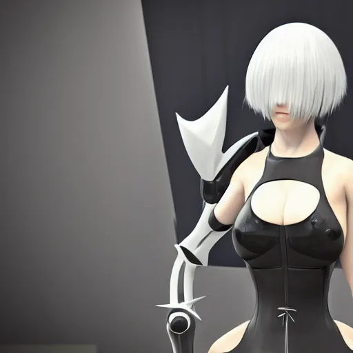 Prompt: This android personal bodyguard is a true beauty, with a design that resembles both Gardevoir from Pokémon and 2B from Nier Automata. Her utopian vibes and photorealistic character are truly something to behold, and her outrunner aesthetic is truly trendsetting. This 8k UHD image is a hyper realistic render with intricate details that will leave you breathless.