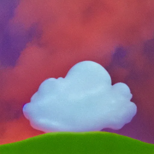 Prompt: Kermit made of translucent clouds and fog