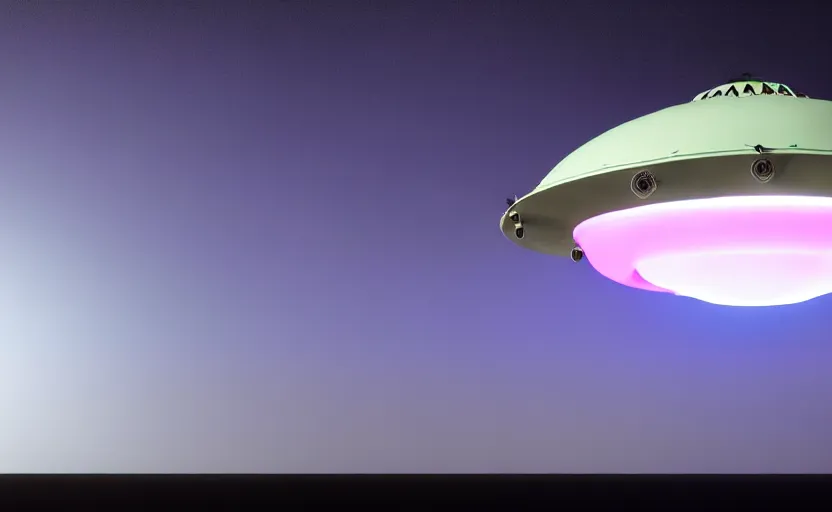 Image similar to a pastel color secret ufo hangar s - 4 bob lazar flying saucer, extremely intricate and detailed 8 k cinematic lighting, hyper realism