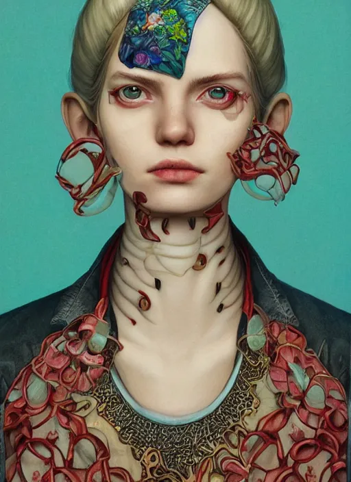 Image similar to fashion portrait :: by Martine Johanna and Simon Stålenhag and Chie Yoshii and Casey Weldon :: ornate, dynamic, particulate, rich colors, intricate, harper's bazaar, elegant, highly detailed, centered, artstation, smooth, sharp focus, octane render, 3d