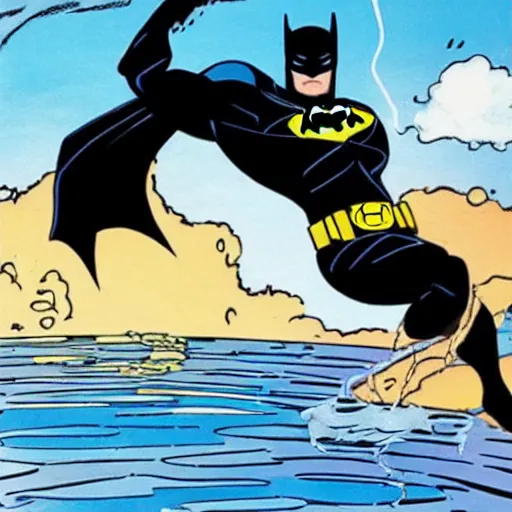 Image similar to batman diving in a pool