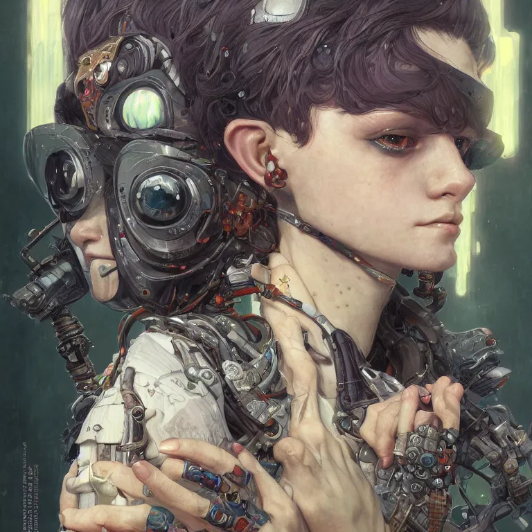 Image similar to portrait of beautiful young goblin, cyberpunk, Warhammer, highly detailed, artstation, illustration, art by Gustav Klimt and Range Murata and Ilya Kuvshinov and Sakimichan