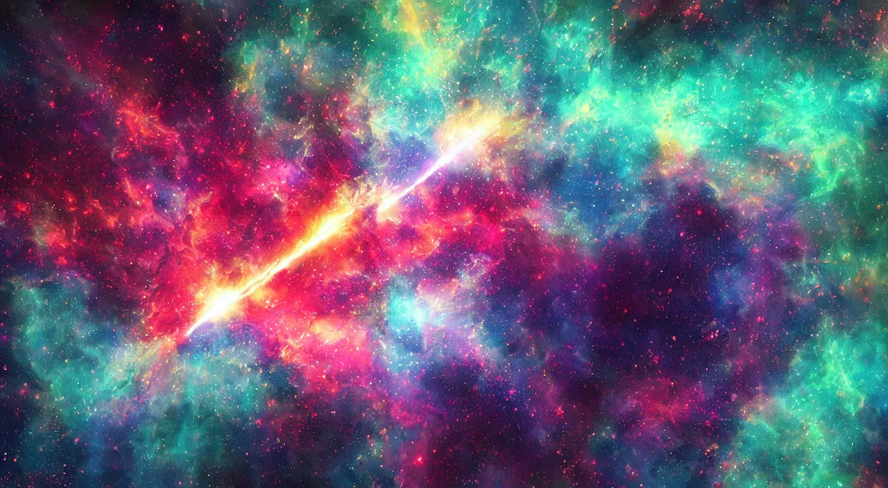 Prompt: a nebula explosion forming triangle shapes, high detail, digital art