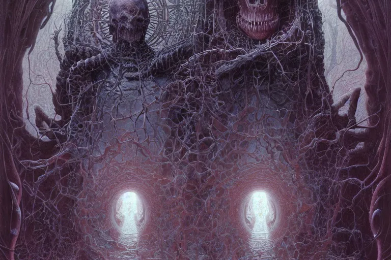 Image similar to that is not dead which can eternal lie and with strange aeons even death may die, intricate, ultra high definition, ultra detailed, symmetry, sci - fi, dark fantasy, by wayne barlowe