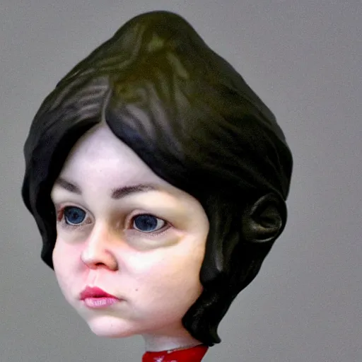 Prompt: realistic bobble head portrait sculpture of angry girl angel
