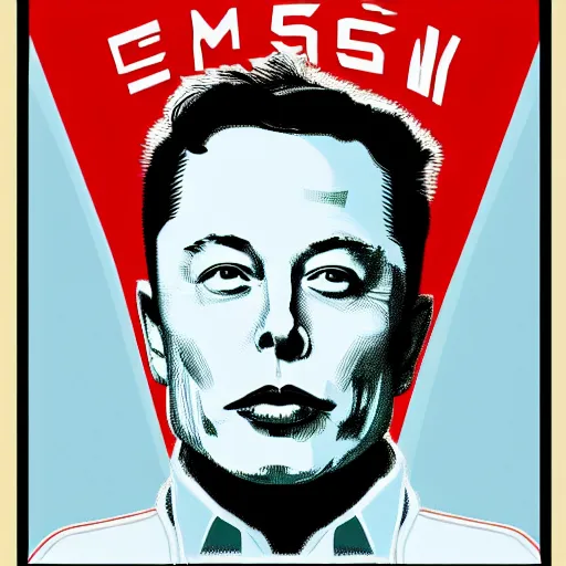 Prompt: Elon musk depicted in an old style propaganda poster