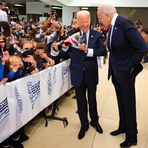 Image similar to joe biden dressed as batman and signing autographs