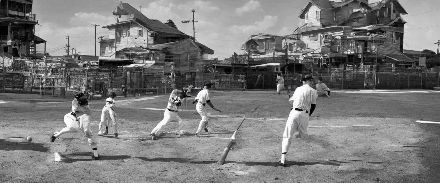 Image similar to detailed sharp photograph in the style of popular science circa 1 9 5 5 and gregory crewdson of a batter at the plate