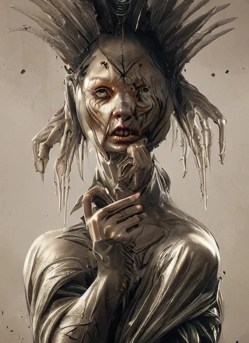 Prompt: horror commander, physically accurate, moody dynamic lighting, very very intricate, very very elegant, highly detailed, digital painting, artstation, HR GIGER, Hieronymus Bosch, Francis Bacon, concept art, smooth, very beautiful, sharp focus, illustration, art by artgerm and greg rutkowski and alphonse mucha