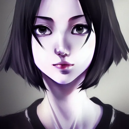 Image similar to heroine, beautiful, sui ishida with black hair, hyperrealistic, highly detailed, 8 k, a real photographic, digital art, character, realistic, full body portrait, symatrical, dark atmospheric lighting, artstation, symetric, lineart