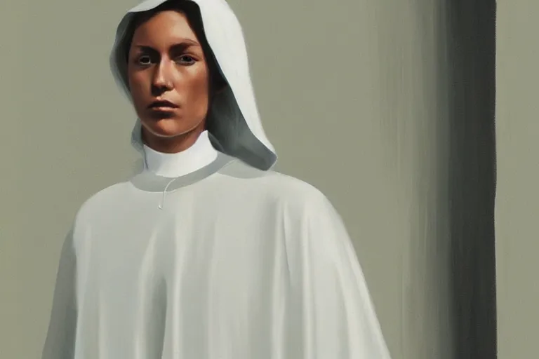 Image similar to young nun fashion model portrait artwork by tim eitel