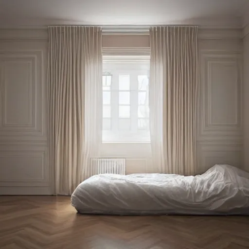 Image similar to cream - colored room, vanilla - colored lighting, soft golden light, marble room, marble slabs, bare room, empty room, studio room, window to night time, night time, warm lighting inside, art by artgerm