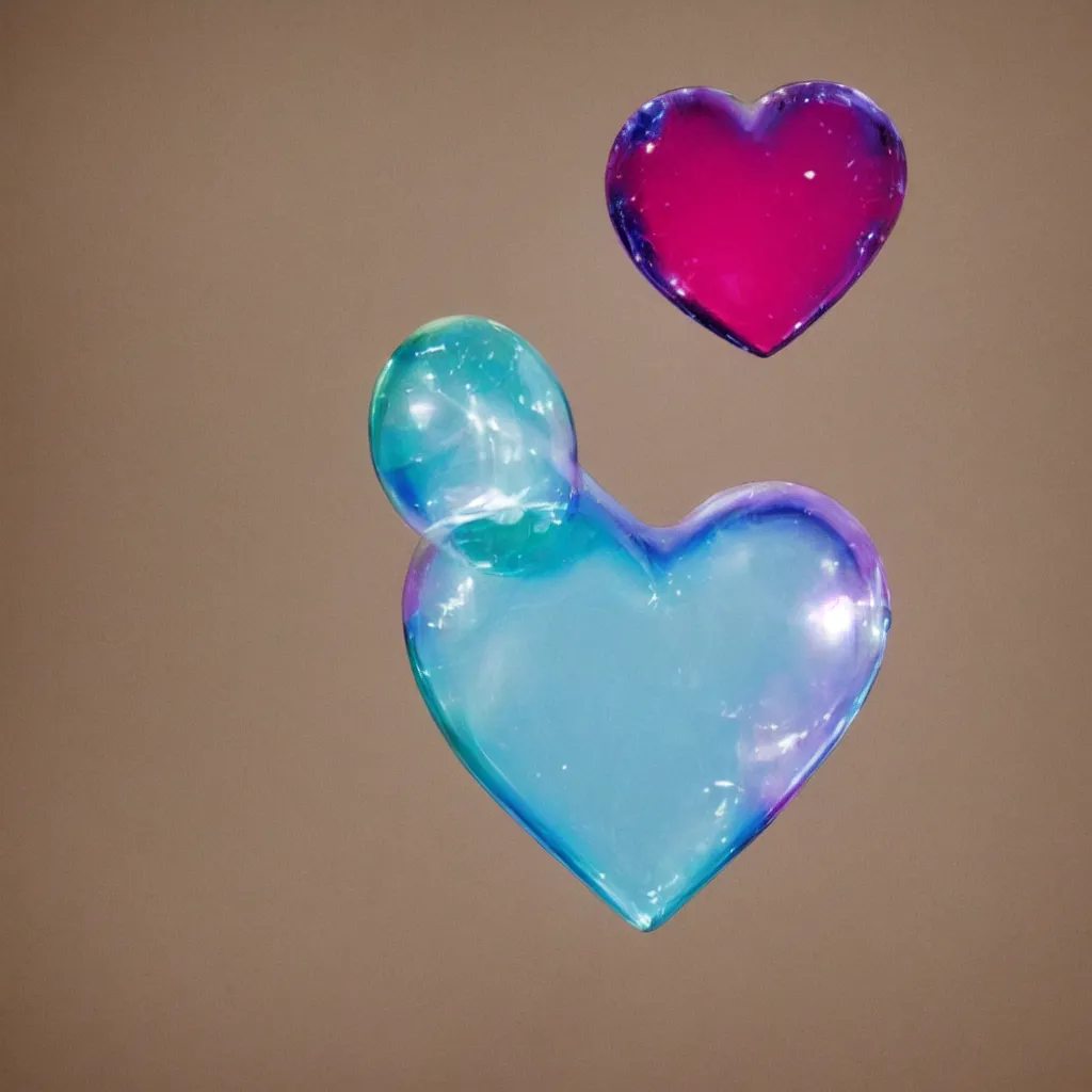 Prompt: a soap bubble in the form of a heart