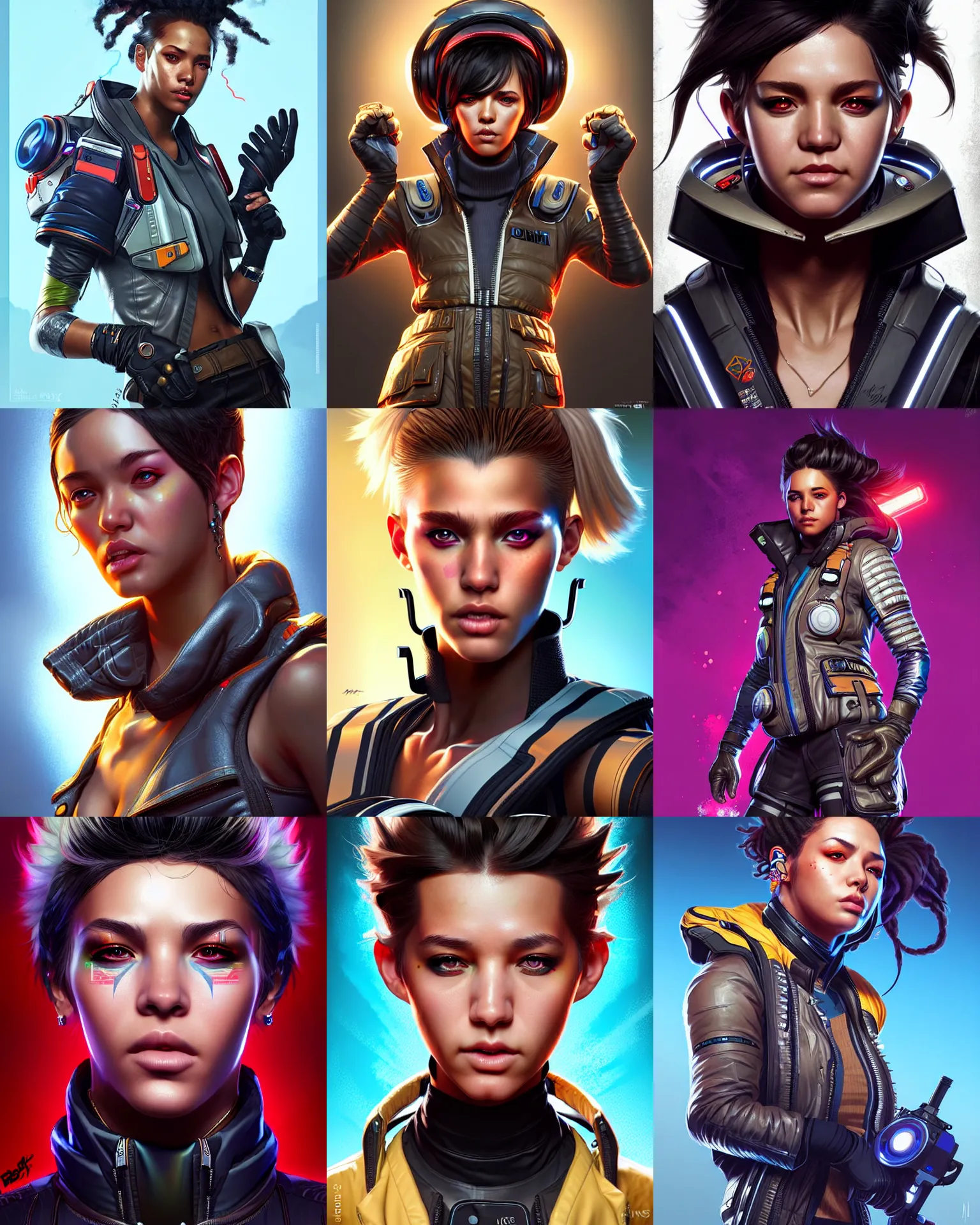 Prompt: pop star as an apex legends character digital illustration portrait design by, mark brooks and brad kunkle detailed, gorgeous lighting, wide angle action dynamic portrait