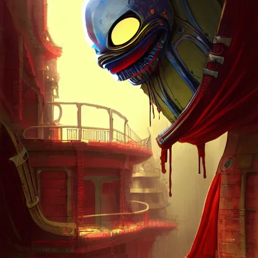 Image similar to alien robot luffy, thief, by isaac asimov and marc simonetti