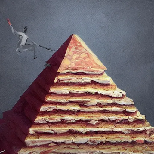 Prompt: the great pyramids made out of meat, painted by greg rutkowski