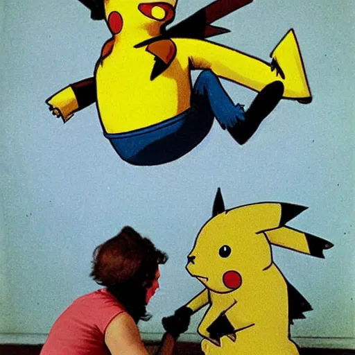 Prompt: pikachu fighting unknown in the style of salvador dali the persistence of time,