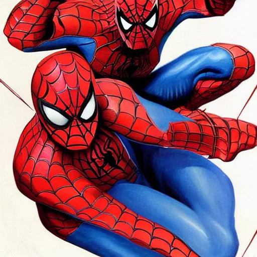 Image similar to spiderman and daredevil marvel, detailed painting