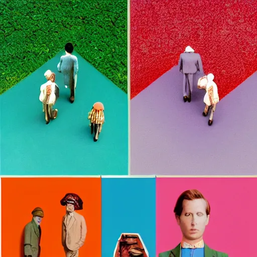 Prompt: color palate used by wes anderson in his films