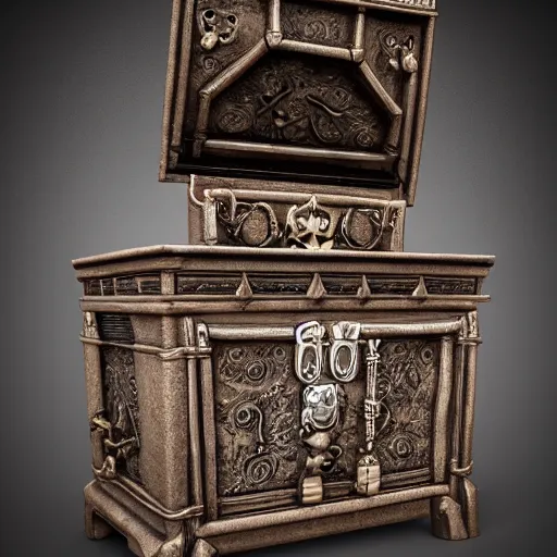 Prompt: gothic medieval chest skullsornate, highly detailed, Octane Render