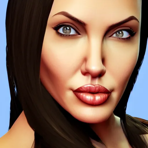 Image similar to angelina jolie fortnight skin, angelina jolie as a character in the video game fortnight, 3 d render, video game