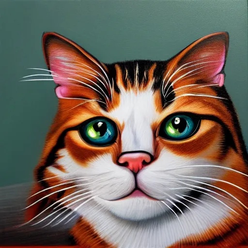 Image similar to winking cat, realistic, painting, 4 k