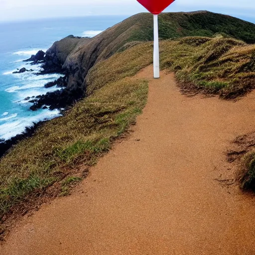 Image similar to cape reinga, wide shot, cinematic composition, banksy