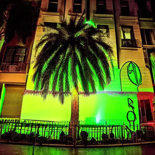 Image similar to a green neon light palm tree