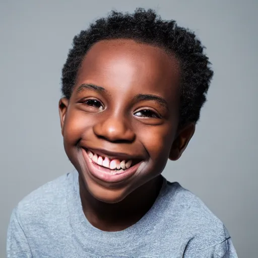 Image similar to portrait of a black boy smiling, studio portrait