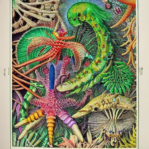 Image similar to picture from a children's coloring book, made by ernst haeckel